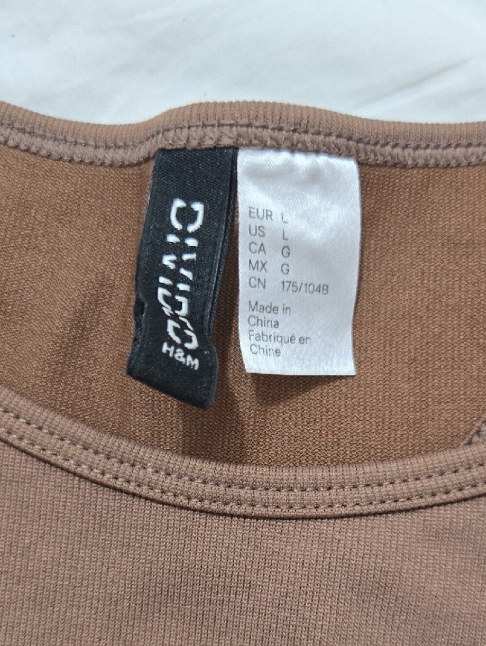 H&M Ribbed Racerback Tank Top Chocolate Brown Size L - Picture 5 of 8